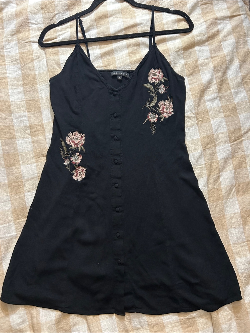 Black Floral Embroidered Slip Dress